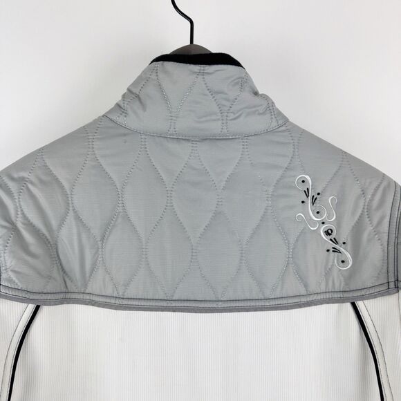 Pearl Izumi Women's Quilted Jacket Gray Cycling Full Zip Up Fleece Jacket XL - Picture 7 of 16